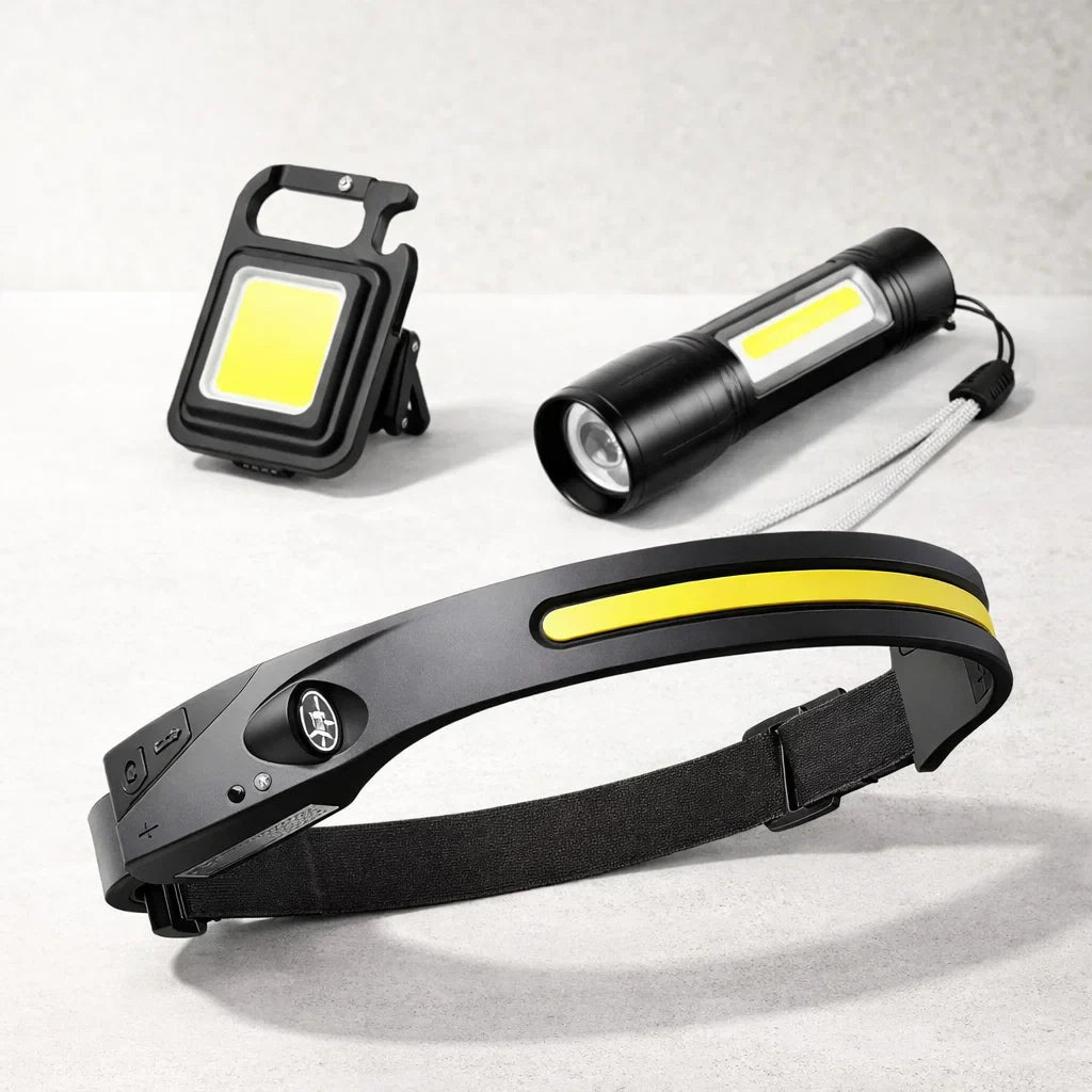 Pack Lumina Pro™ - 3 en 1 + Vincha Inteligente + Mini llavero multifunción + Linterna táctica de bolsillo